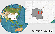 Satellite Location Map of Wangcheng, highlighted country, highlighted parent region