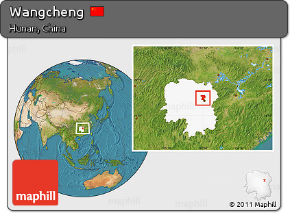 Satellite Location Map of Wangcheng, highlighted parent region