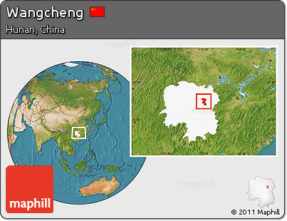 Satellite Location Map of Wangcheng, highlighted parent region