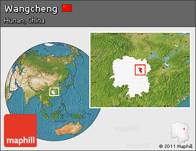 Satellite Location Map of Wangcheng, highlighted parent region