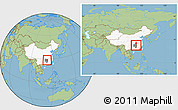 Savanna Style Location Map of Wangcheng, highlighted country, highlighted parent region, within the entire country