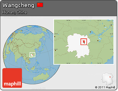 Savanna Style Location Map of Wangcheng, highlighted parent region