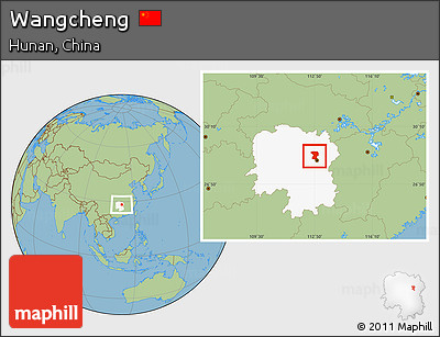Savanna Style Location Map of Wangcheng, highlighted parent region
