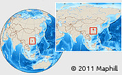 Shaded Relief Location Map of Wangcheng, within the entire country