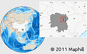 Shaded Relief Location Map of Wangcheng, highlighted country, highlighted parent region