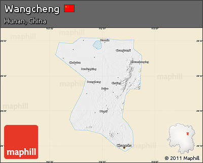 Classic Style Map of Wangcheng, single color outside
