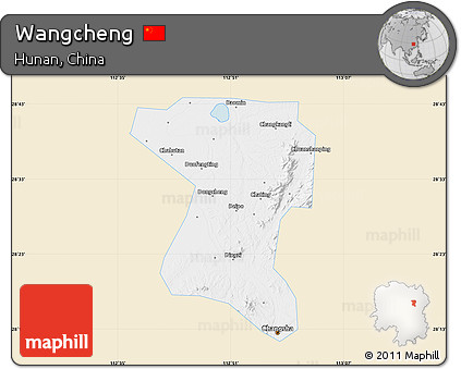 Classic Style Map of Wangcheng, single color outside
