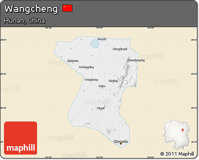 Classic Style Map of Wangcheng, single color outside