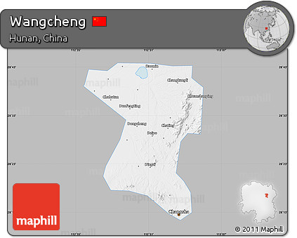 Gray Map of Wangcheng, single color outside