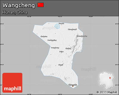 Gray Map of Wangcheng, single color outside