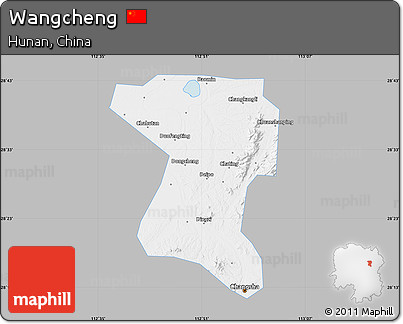 Gray Map of Wangcheng, single color outside