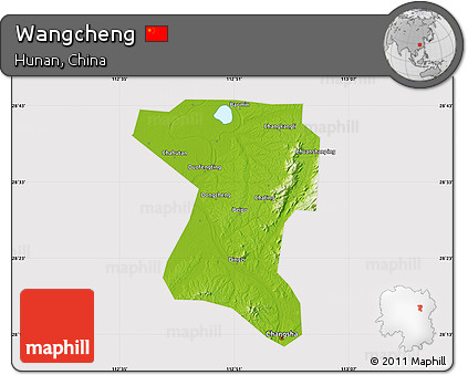 Physical Map of Wangcheng, cropped outside