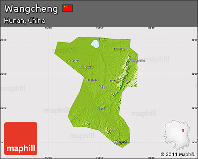 Physical Map of Wangcheng, cropped outside