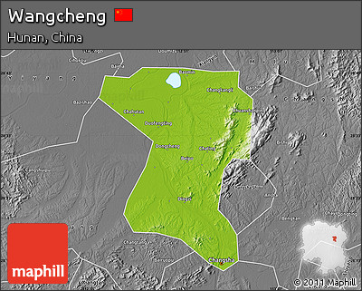 Physical Map of Wangcheng, desaturated