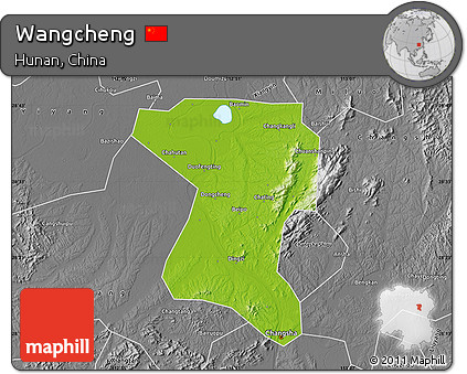 Physical Map of Wangcheng, desaturated