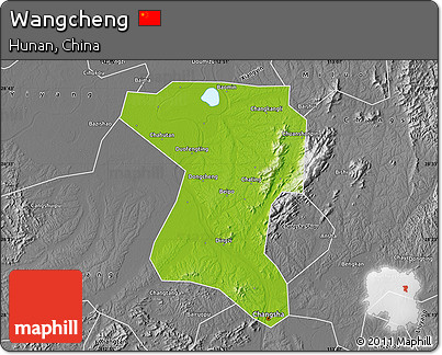 Physical Map of Wangcheng, desaturated