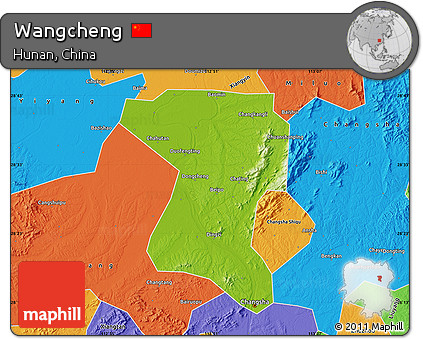 Physical Map of Wangcheng, political outside