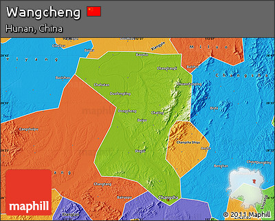 Physical Map of Wangcheng, political outside