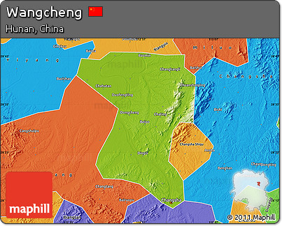 Physical Map of Wangcheng, political outside