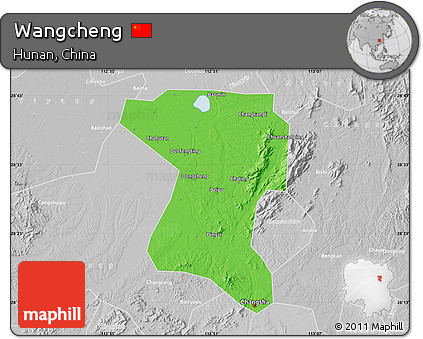 Political Map of Wangcheng, lighten, desaturated
