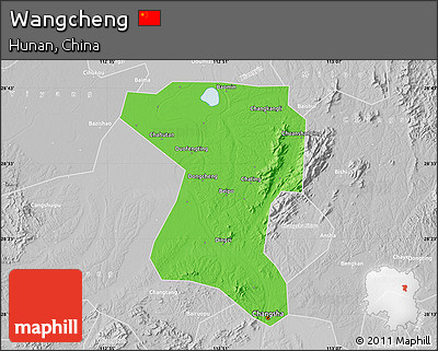 Political Map of Wangcheng, lighten, desaturated