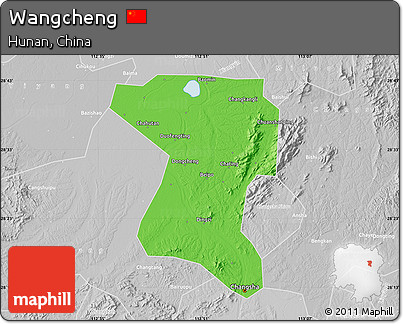 Political Map of Wangcheng, lighten, desaturated