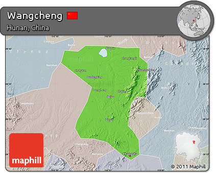 Political Map of Wangcheng, lighten, semi-desaturated