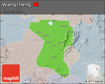 Political Map of Wangcheng, lighten, semi-desaturated