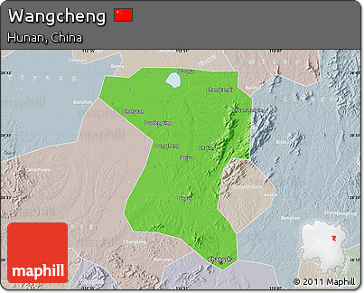 Political Map of Wangcheng, lighten, semi-desaturated