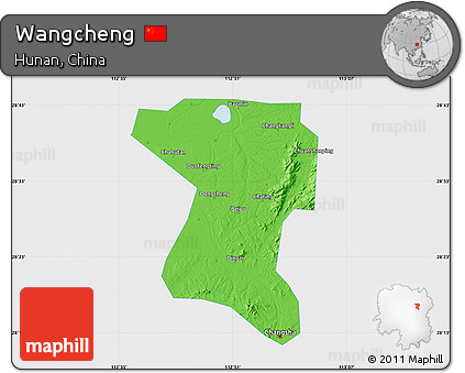 Political Map of Wangcheng, single color outside