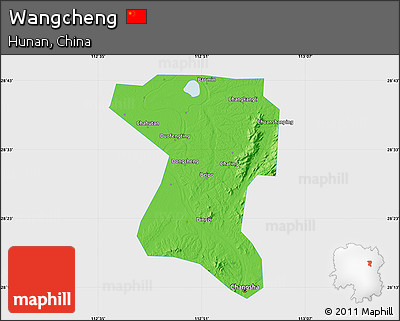 Political Map of Wangcheng, single color outside