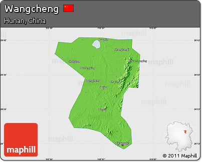 Political Map of Wangcheng, single color outside