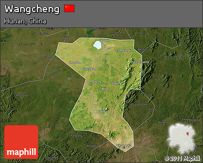 Satellite Map of Wangcheng, darken