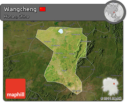 Satellite Map of Wangcheng, darken