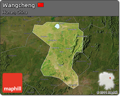 Satellite Map of Wangcheng, darken