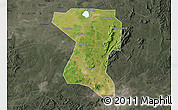 Satellite Map of Wangcheng, darken, semi-desaturated