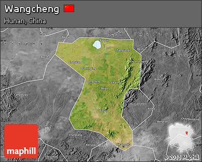 Satellite Map of Wangcheng, desaturated