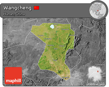 Satellite Map of Wangcheng, desaturated