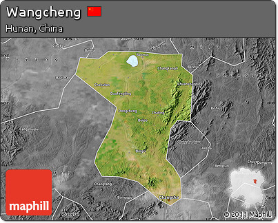 Satellite Map of Wangcheng, desaturated