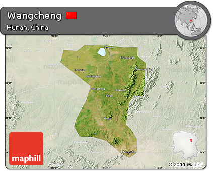 Satellite Map of Wangcheng, lighten