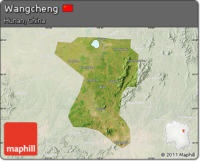 Satellite Map of Wangcheng, lighten