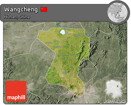 Satellite Map of Wangcheng, semi-desaturated