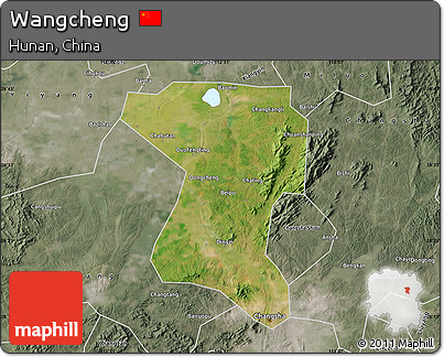 Satellite Map of Wangcheng, semi-desaturated