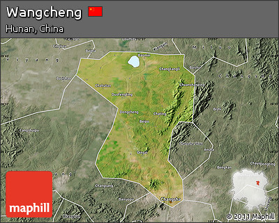 Satellite Map of Wangcheng, semi-desaturated