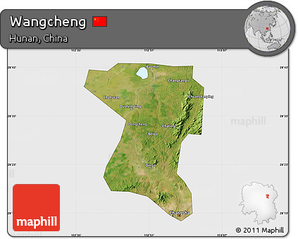 Satellite Map of Wangcheng, single color outside