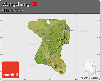 Satellite Map of Wangcheng, single color outside