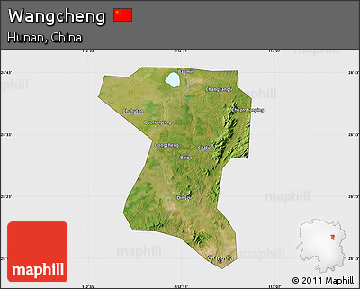 Satellite Map of Wangcheng, single color outside