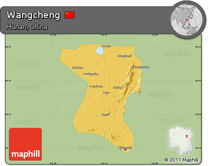 Savanna Style Map of Wangcheng, single color outside