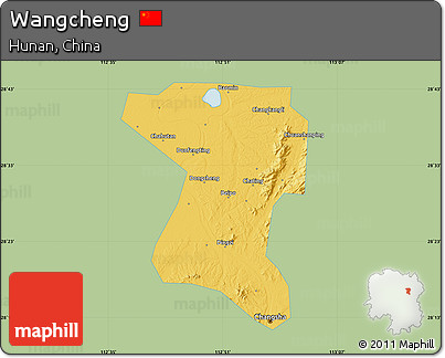 Savanna Style Map of Wangcheng, single color outside