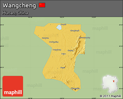 Savanna Style Map of Wangcheng, single color outside